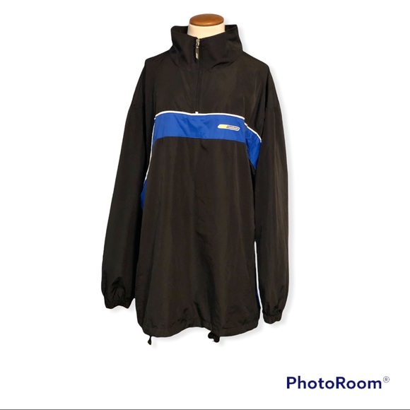 Reebok Other - Vintage Reebok Windbreaker Jacket Black Mens 2XL Pullover Pockets 1/4 Zip